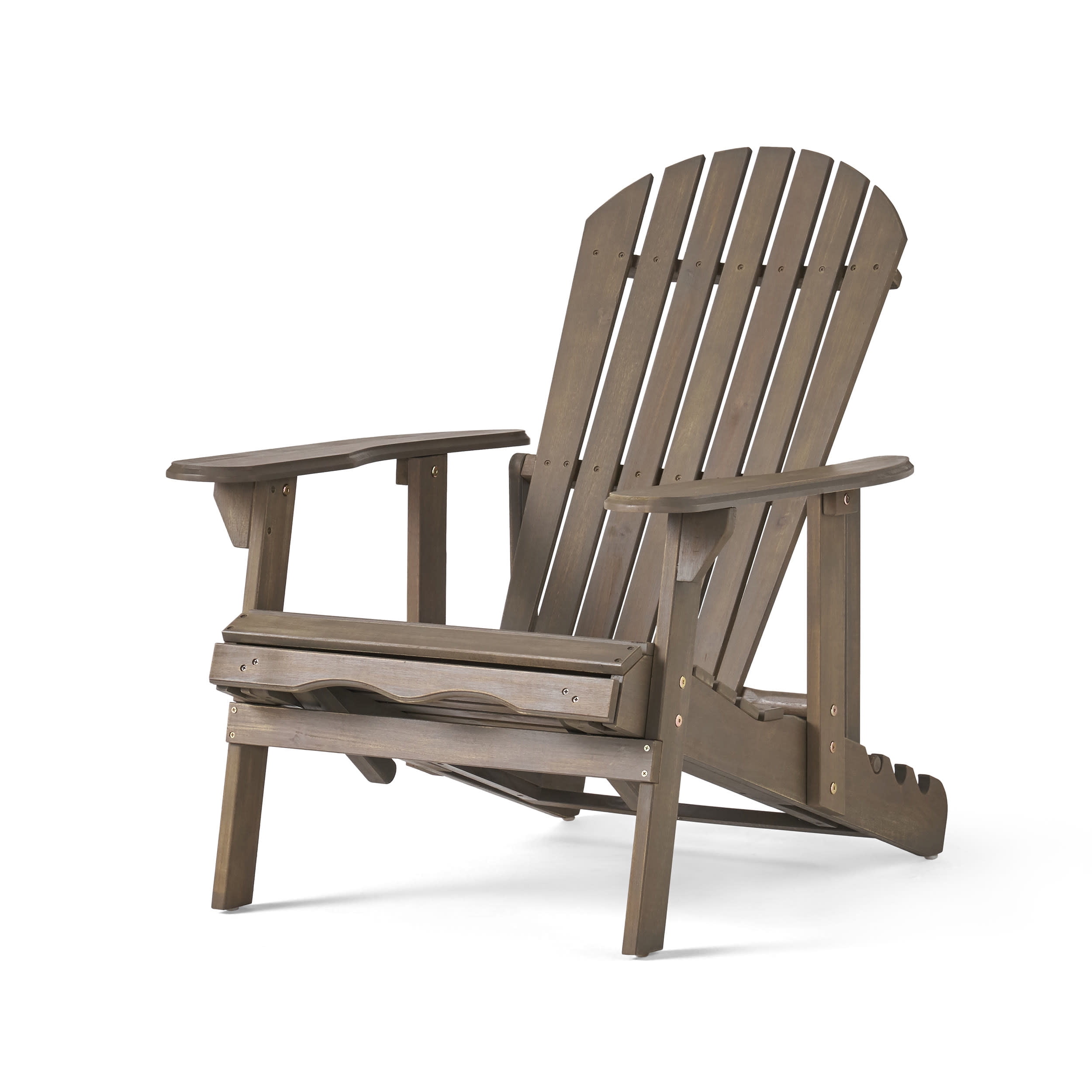 Kono Outdoor Acacia Wood Reclining Adirondack Chair with Footrest, Gray