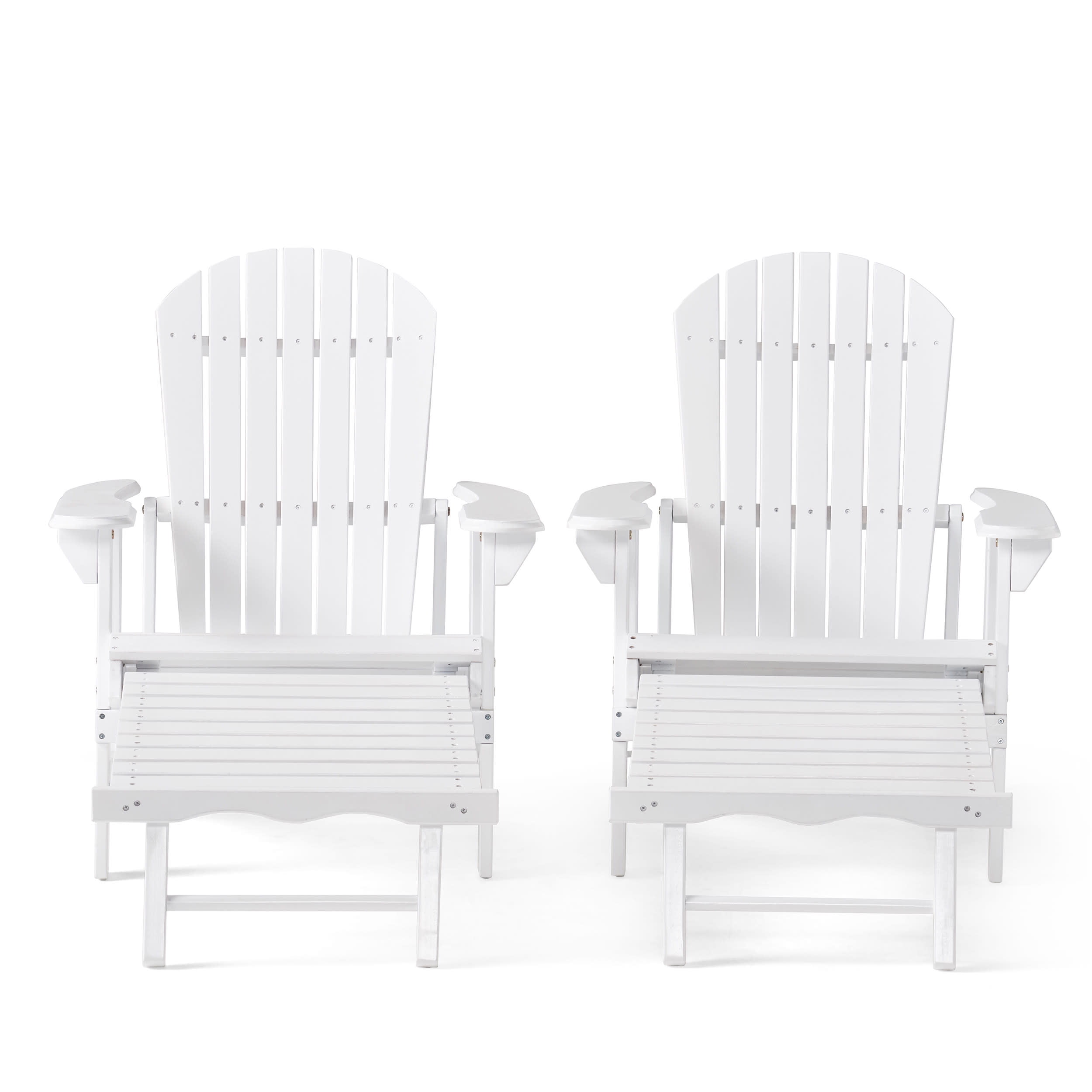 Kono Outdoor Acacia Wood Reclining Adirondack Chair with Footrest, Set ...