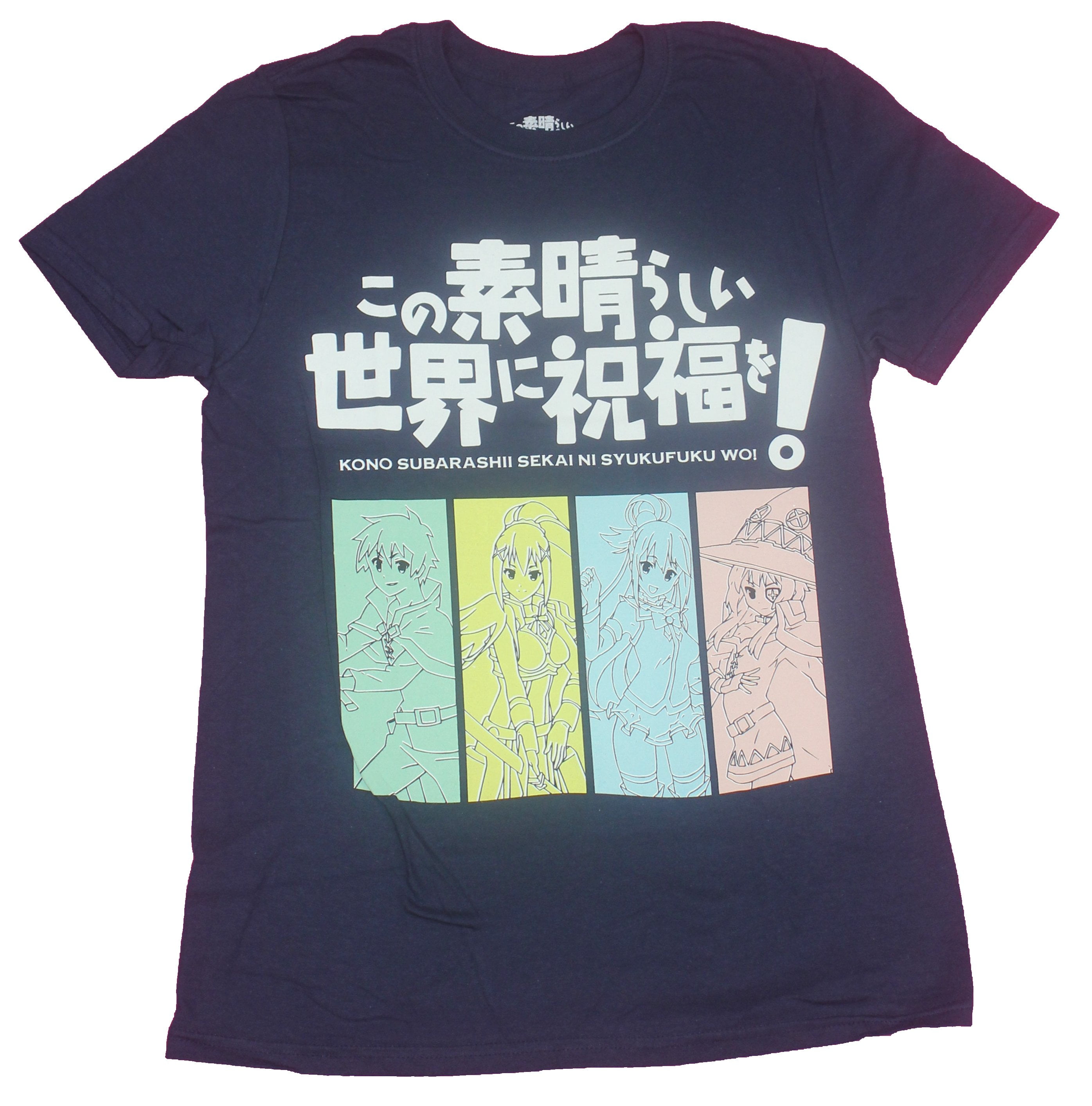 Konosuba Mens T-Shirt- 4 Pastel Girls Under Kanji Logo Image (Small) -  Walmart.com