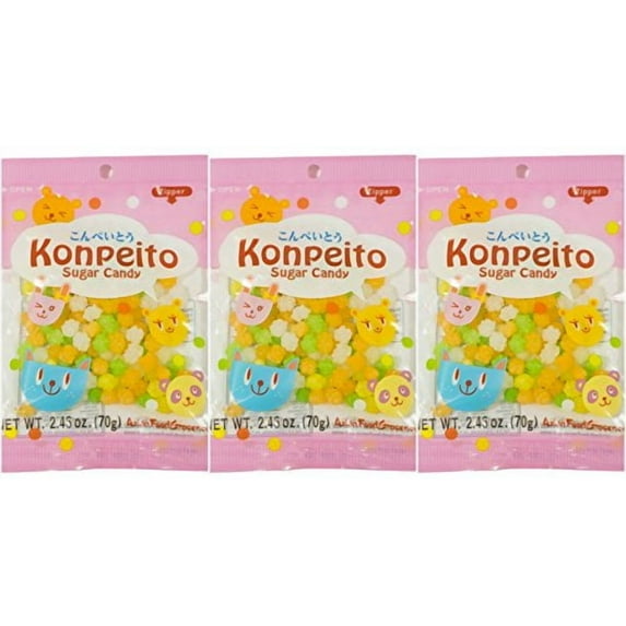 Konpeito Sugar Candy 2.46 oz, 3 bags pack bundle Japan