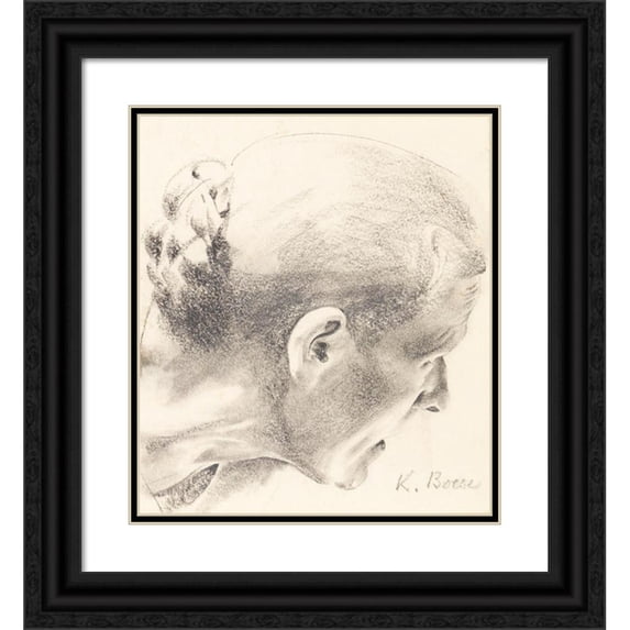 Konrad Böse 12x14 Black Ornate Wood Framed Double Matted Museum Art Print Titled: Portrait of an Old Woman in the Lost Profile (1900)