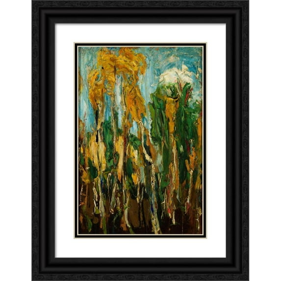 Konrad Krzyżanowski 11x14 Black Ornate Wood Framed Double Matted Museum Art Print Titled: Birch Trees (1908)