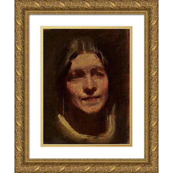 Konrad Krzyżanowski 12x14 Gold Ornate Wood Frame and Double Matted Museum Art Print Titled - Portrait of Ms. Laughs (circa 1921)