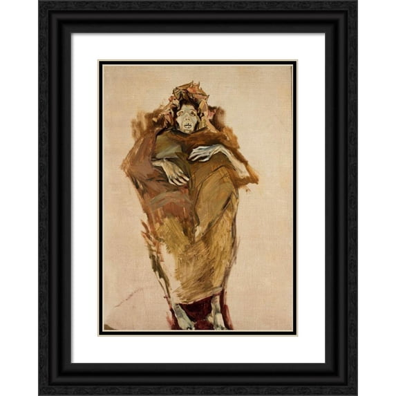 Konrad Krzyżanowski 14x18 Black Ornate Wood Framed Double Matted Museum Art Print Titled - Thais, Mummy Sketch (1912)