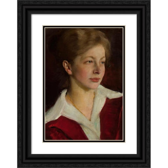 Konrad Krzyżanowski 18x24 Black Ornate Framed Double Matted Museum Art Print Titled: Portrait of Halina Prussia (1920)