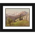 thumbnail image 1 of Konrad Petrides 18x14 Black Ornate Wood Framed Double Matted Museum Art Print Titled - Mountain Landscape, 1 of 5