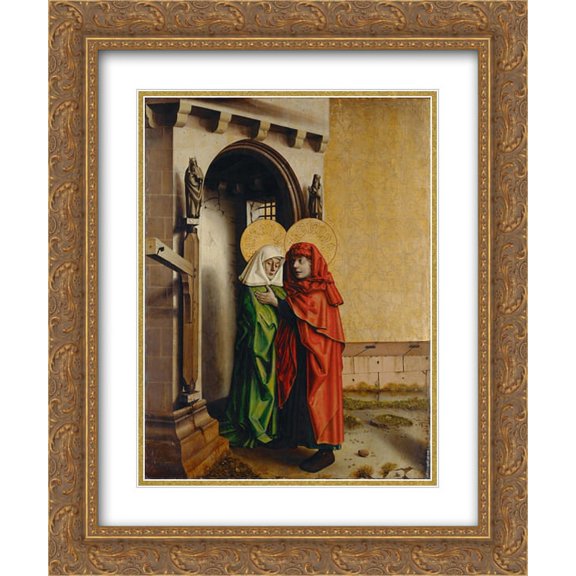 Konrad Witz 2x Matted 20x24 Gold Ornate Framed Art Print 'Joachim and Anna in front of the Golden Gate '