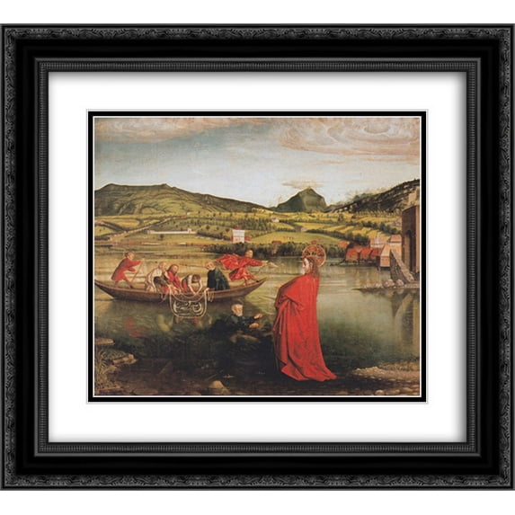 Konrad Witz 2x Matted 22x20 Black Ornate Framed Art Print 'The Miraculous Draught of Fishes (Peter's altar table)'