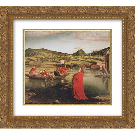 Konrad Witz 2x Matted 22x20 Gold Ornate Framed Art Print 'The Miraculous Draught of Fishes (Peter's altar table)'