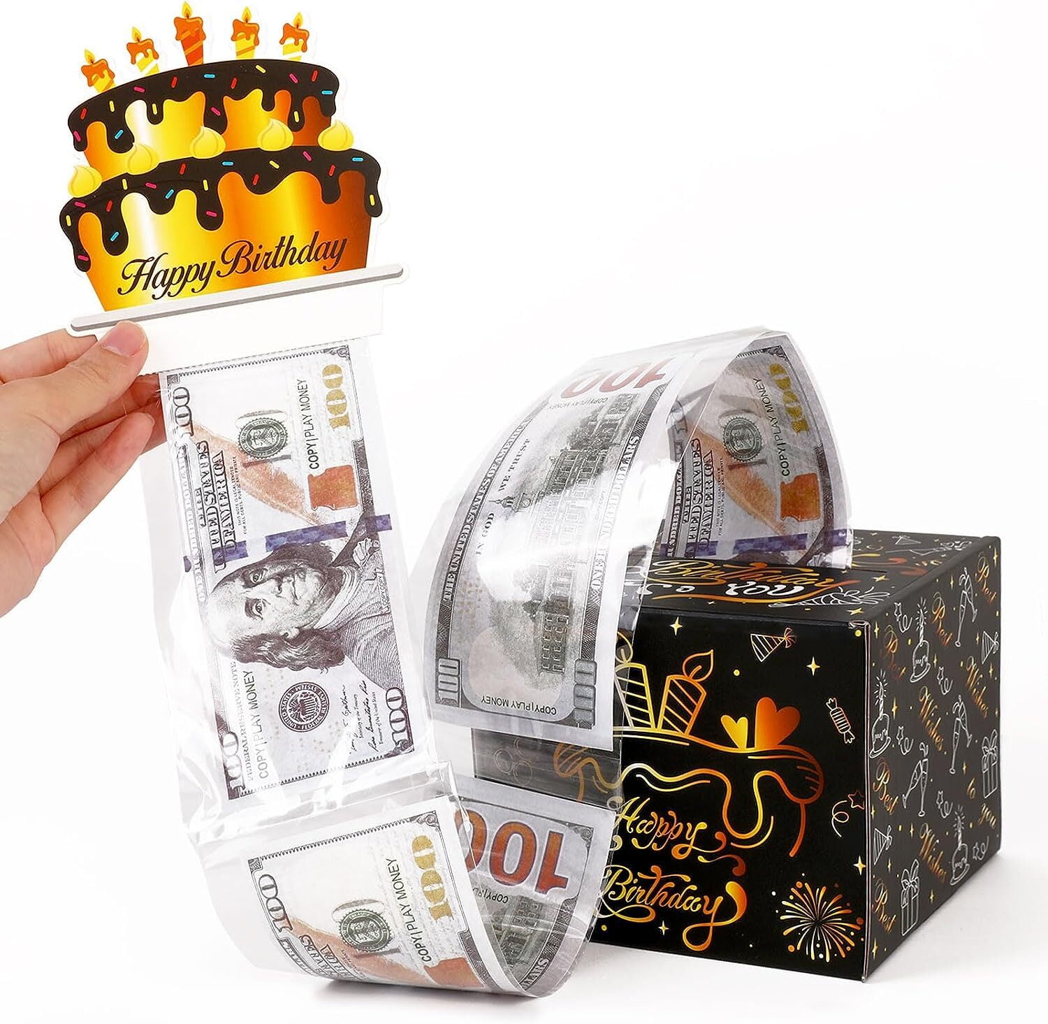 Konsait Birthday Money Box for Cash Gift Pull, DIY Birthday Money Box