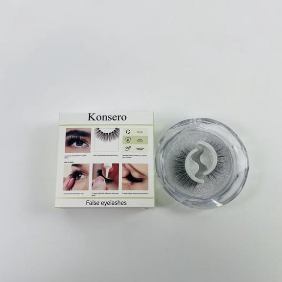 Konsero False eyelashes,12 mm, Handmade, Refined Faux Silk, Contact Lens Friendly, Easy to Apply, Includes 1 Pair Reusable Strip Lashes