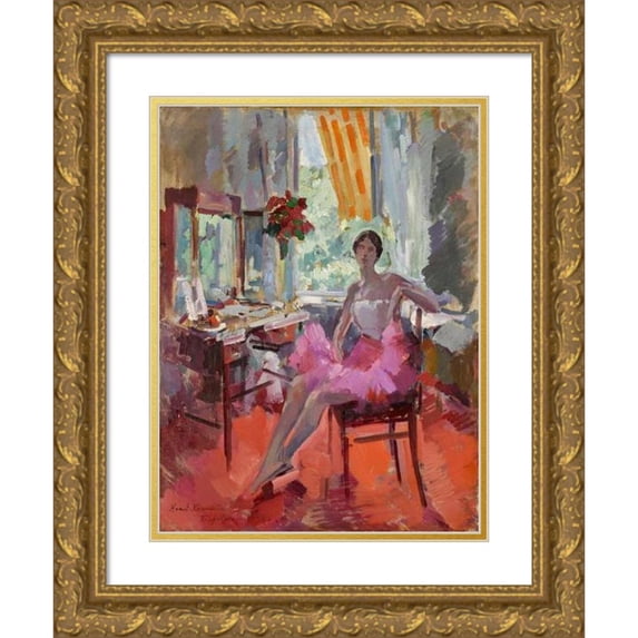 Konstantin Alexeevich Korovin 19x24 Gold Ornate Framed and Double Matted Museum Art Print Titled - Portrait of the Ballerina Vera Trefilova (1924)