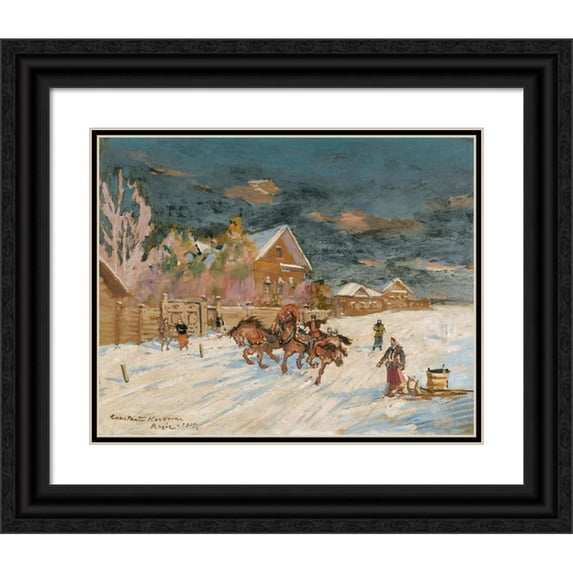 Konstantin Alexeevich Korovin 24x20 Black Ornate Framed Double Matted Museum Art Print Titled: Winter Landscape