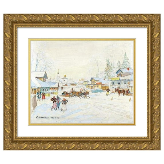 Konstantin Alexeevich Korovin 24x20 Gold Ornate Framed and Double Matted Museum Art Print Titled - Winter Landscape