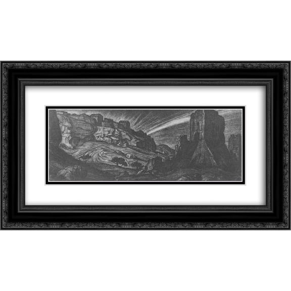 Konstantin Bogaevsky 2x Matted 24x14 Black Ornate Framed Art Print 'Old town'