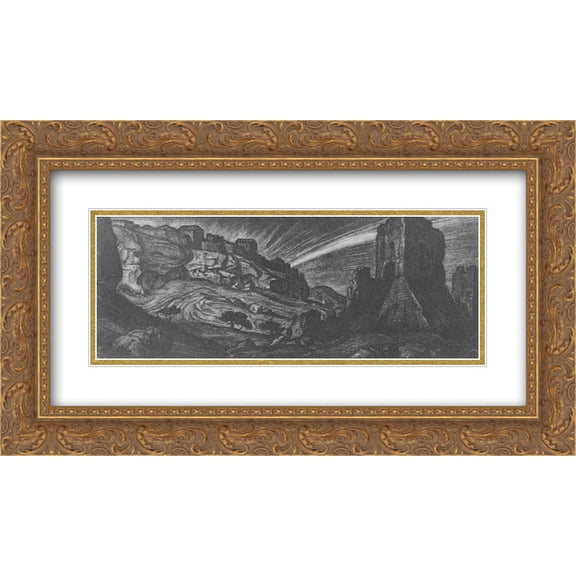 Konstantin Bogaevsky 2x Matted 24x14 Gold Ornate Framed Art Print 'Old town'