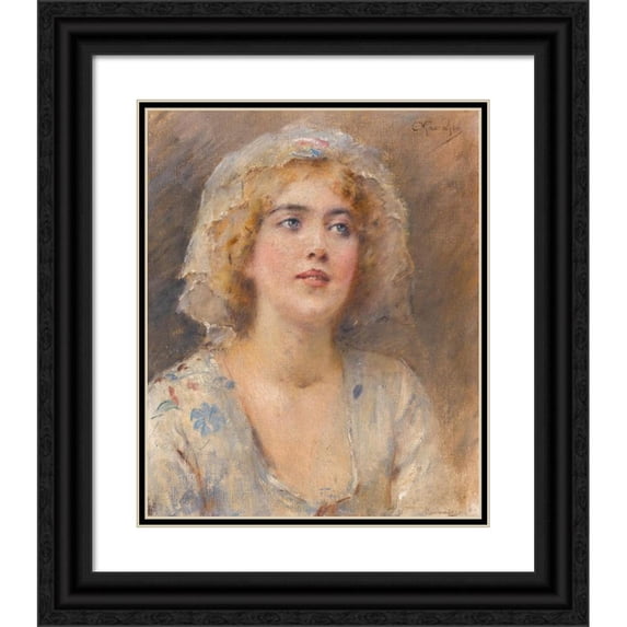 Konstantin Egorovich Makovsky 15x18 Black Ornate Wood Framed Double Matted Museum Art Print Titled - Portrait of a Girl