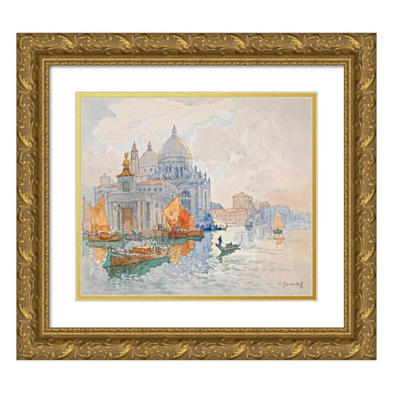 Konstantin Ivanovich Gorbatov 14x12 Gold Ornate Wood Frame and Double Matted Museum Art Print Titled - Santa Maria Della Salute, Venice