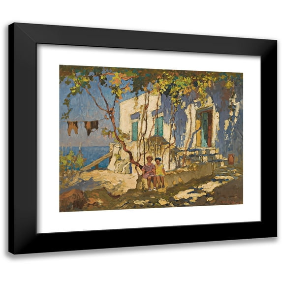 Konstantin Ivanovich Gorbatov 24x20 Black Modern Framed Museum Art Print Titled - Resting in the Shade, Capri