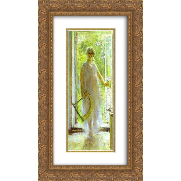 Konstantin Korovin 2x Matted 14x24 Gold Ornate Framed Art Print 'Young Woman on the Threshold'