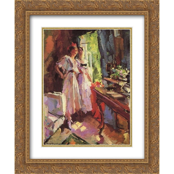 Konstantin Korovin 2x Matted 20x24 Gold Ornate Framed Art Print 'At the Open Window'