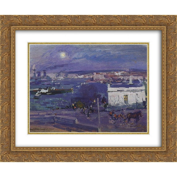 Konstantin Korovin 2x Matted 24x20 Gold Ornate Framed Art Print 'Harbour at Sevastopol '