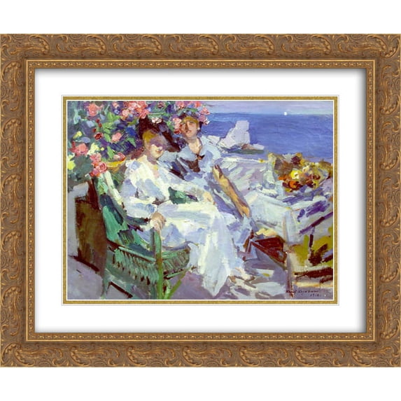 Konstantin Korovin 2x Matted 24x20 Gold Ornate Framed Art Print 'On terrace'