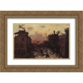 thumbnail image 1 of Konstantin Korovin 2x Matted 24x20 Gold Ornate Framed Art Print 'Sunset at the Outskirt of the Town', 1 of 2