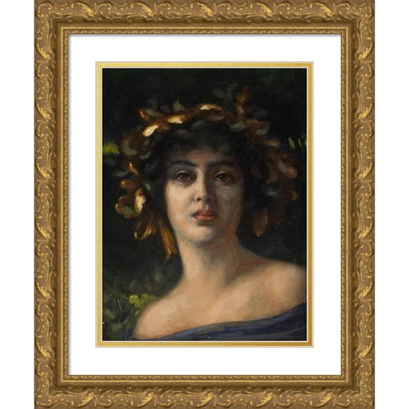 Konstantin Korzendörfer 15x18 Gold Ornate Wood Frame and Double Matted Museum Art Print Titled - Lady with Wreath of Oak Leaves
