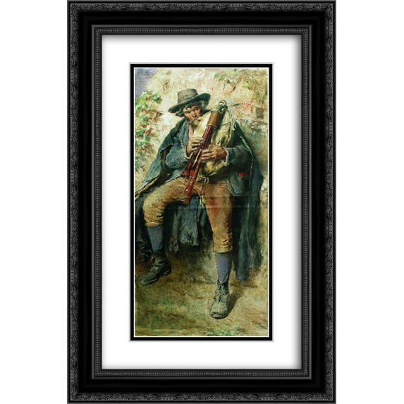 Konstantin Makovsky 2x Matted 16x24 Black Ornate Framed Art Print 'Piper'