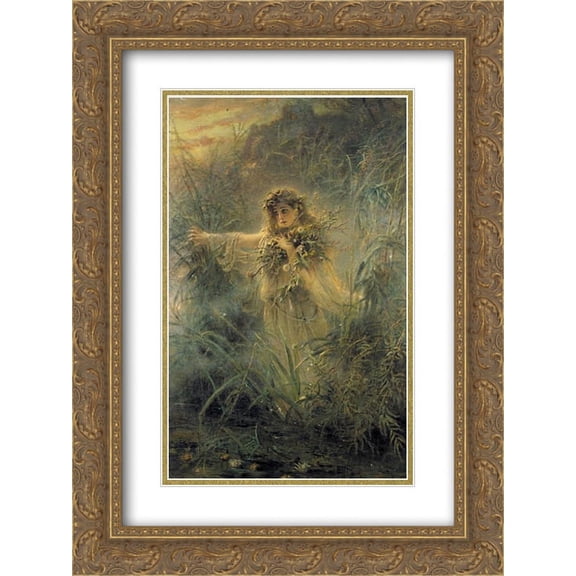Konstantin Makovsky 2x Matted 18x24 Gold Ornate Framed Art Print 'Ophelia'