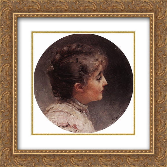 Konstantin Makovsky 2x Matted 20x20 Gold Ornate Framed Art Print 'Portrait of Lady Vivien'