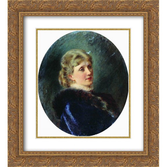Konstantin Makovsky 2x Matted 20x22 Gold Ornate Framed Art Print 'Portrait of Hudenkova'