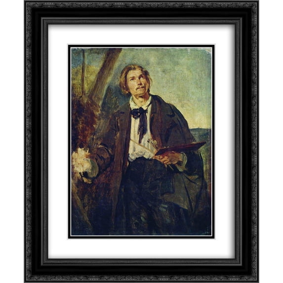 Konstantin Makovsky 2x Matted 20x24 Black Ornate Framed Art Print 'Portrait of Artist Alexander Popov'
