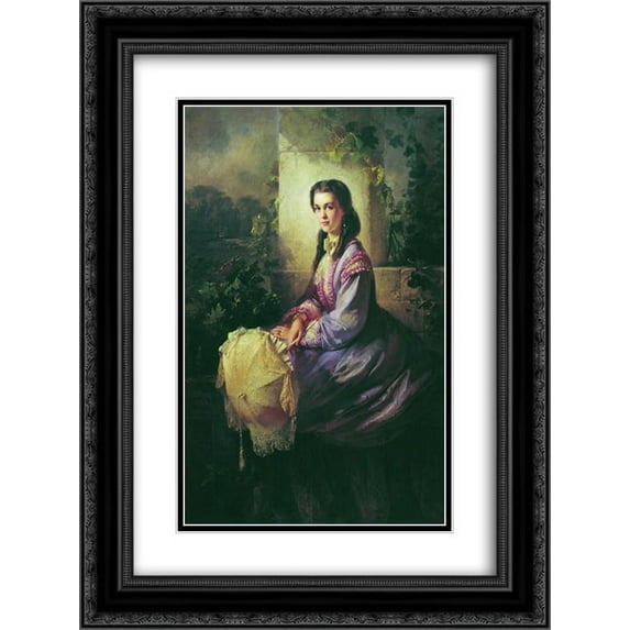 Konstantin Makovsky 2x Matted 20x24 Black Ornate Framed Art Print 'Portrait of Princess S.Stroganova'