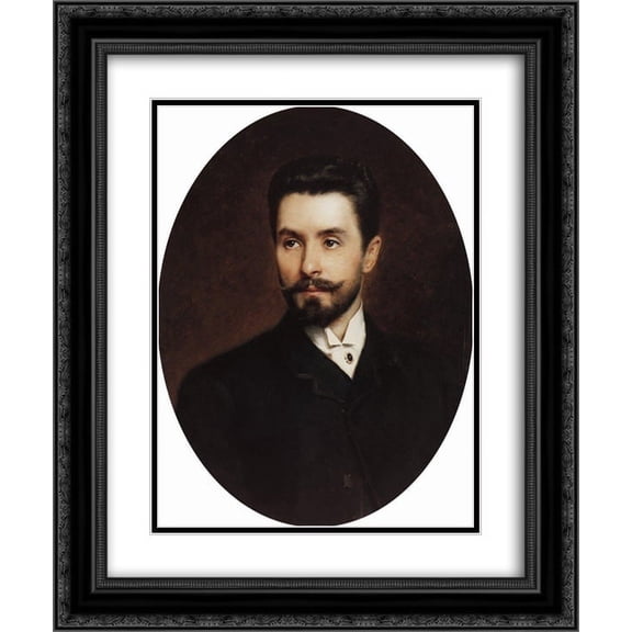 Konstantin Makovsky 2x Matted 20x24 Black Ornate Framed Art Print 'Portrait of Russian opera singer Nikolay Figner'