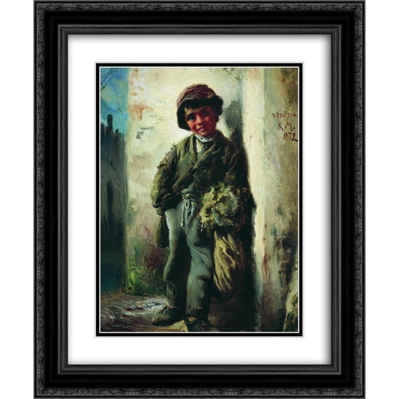 Konstantin Makovsky 2x Matted 20x24 Black Ornate Framed Art Print 'Savoyard'