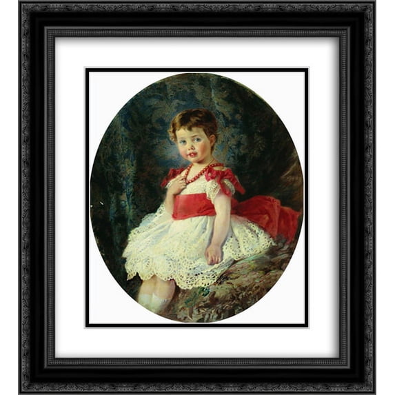 Konstantin Makovsky 2x Matted 20x24 Black Ornate Framed Art Print 'female-portraits'