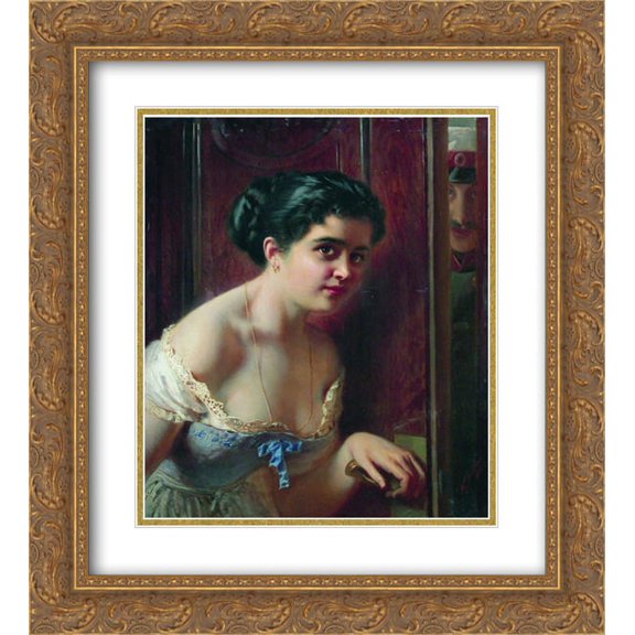 Konstantin Makovsky 2x Matted 20x24 Gold Ornate Framed Art Print 'Date'