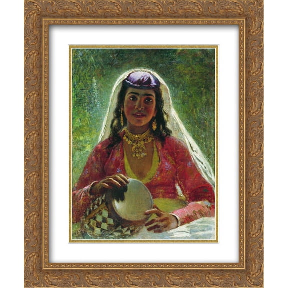 Konstantin Makovsky 2x Matted 20x24 Gold Ornate Framed Art Print 'Gipsy '