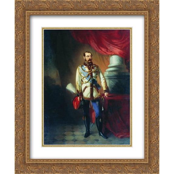 Konstantin Makovsky 2x Matted 20x24 Gold Ornate Framed Art Print 'Portrait of Alexander II of Russia'