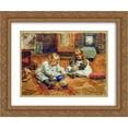 thumbnail image 1 of Konstantin Makovsky 2x Matted 24x20 Gold Ornate Framed Art Print 'Children playing in the Workshop', 1 of 2