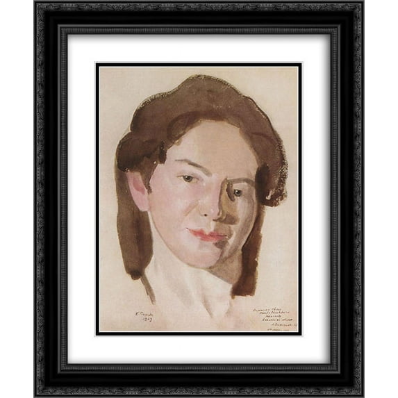 Konstantin Somov 2x Matted 20x24 Black Ornate Framed Art Print 'Portrait of A. Ostroumova-Lebedeva'