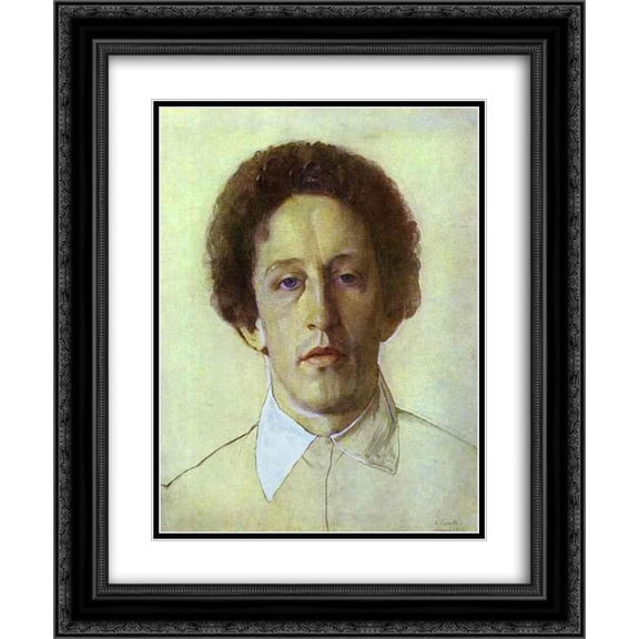 Konstantin Somov 2x Matted 20x24 Black Ornate Framed Art Print 'Portrait of Aleksandr Blok'
