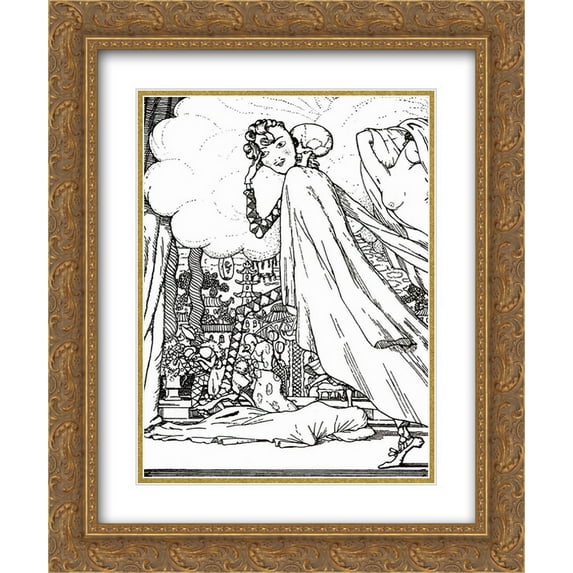 Konstantin Somov 2x Matted 20x24 Gold Ornate Framed Art Print 'Frontispiece to the Book N. Sapunova'