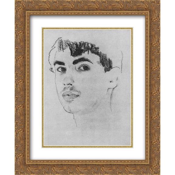 Konstantin Somov 2x Matted 20x24 Gold Ornate Framed Art Print 'Portrait of N. Poznyakov'
