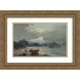 thumbnail image 1 of Konstantinos Volanakis 2x Matted 24x18 Gold Ornate Framed Art Print 'Bay with boats', 1 of 2
