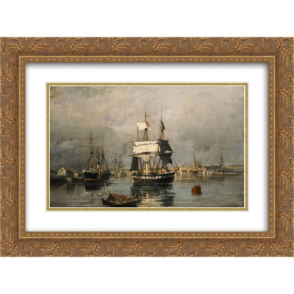 Konstantinos Volanakis 2x Matted 24x18 Gold Ornate Framed Art Print 'Before the storm'