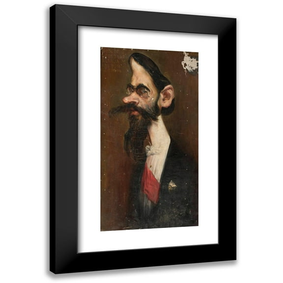 Konstanty Gorski 9x14 Black Modern Framed Museum Art Print Titled - Caricature of Leopold Wasilkowski, Sculptor (circa 1900)