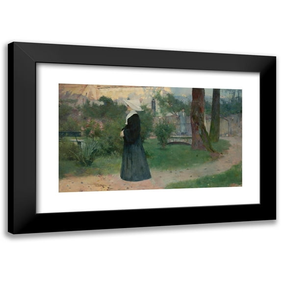 Konstanty Mańkowski 18x12 Black Modern Framed Museum Art Print Titled - Daughter of Charity in the Hospital Garden (1890)